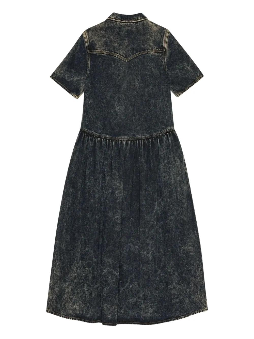 ganni black denim dress GANNI short-sleeved Denim Dress | Black