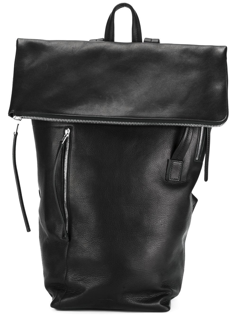 Rick Owens Leather Flap Backpack in Black for Men - Lyst