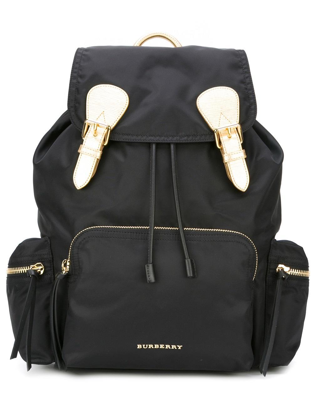 Burberry Gold-tone Detail Oversized Backpack in Black  Lyst