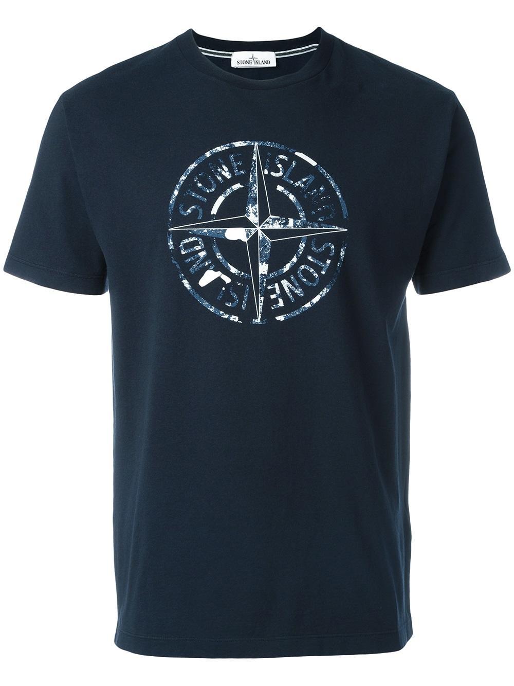 Lyst - Stone Island Compass Print Cotton T-shirt in Blue for Men