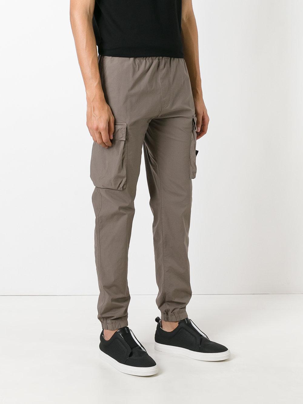 Stone Island Cotton Jogger-style Cargo Trousers in Grey (Grey) for Men - Lyst