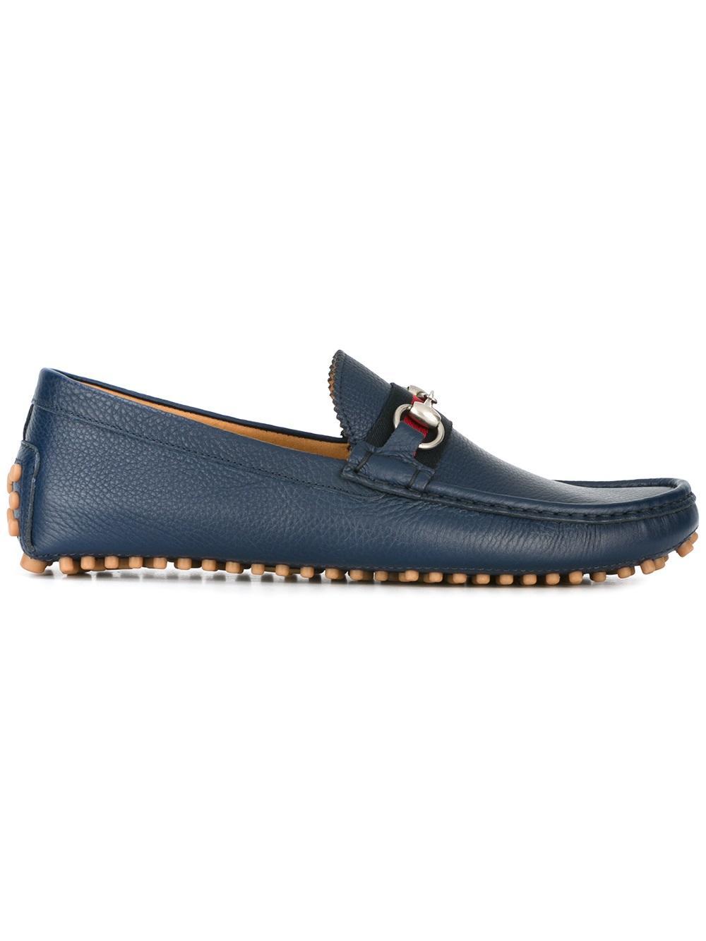 Lyst Gucci  Horsebit Driving Loafers in Blue