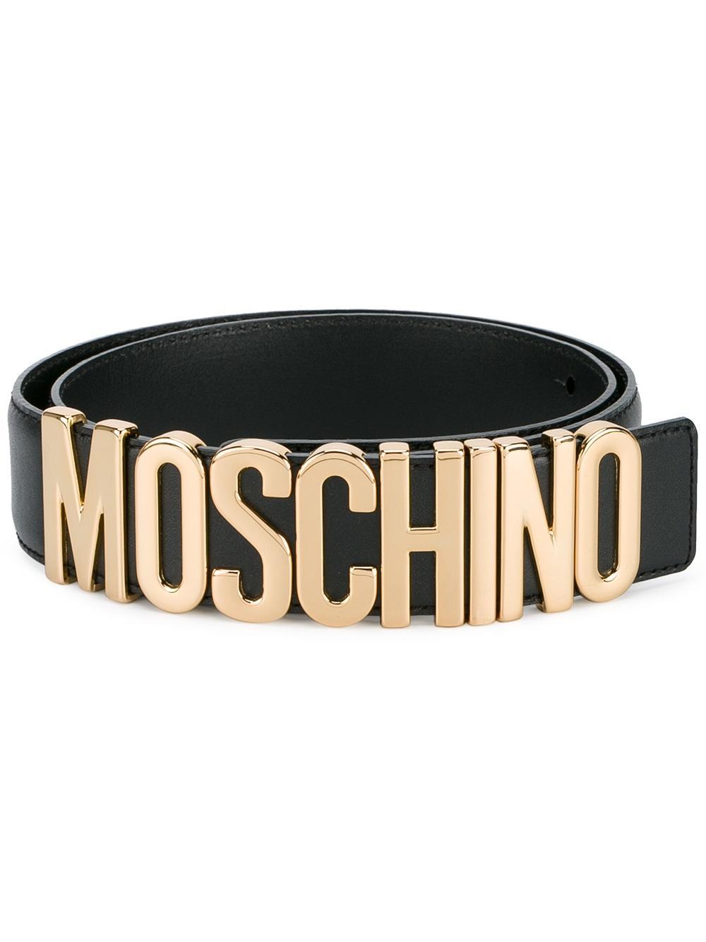 Moschino Logo Belt With Gold-tone Hardware in Black | Lyst