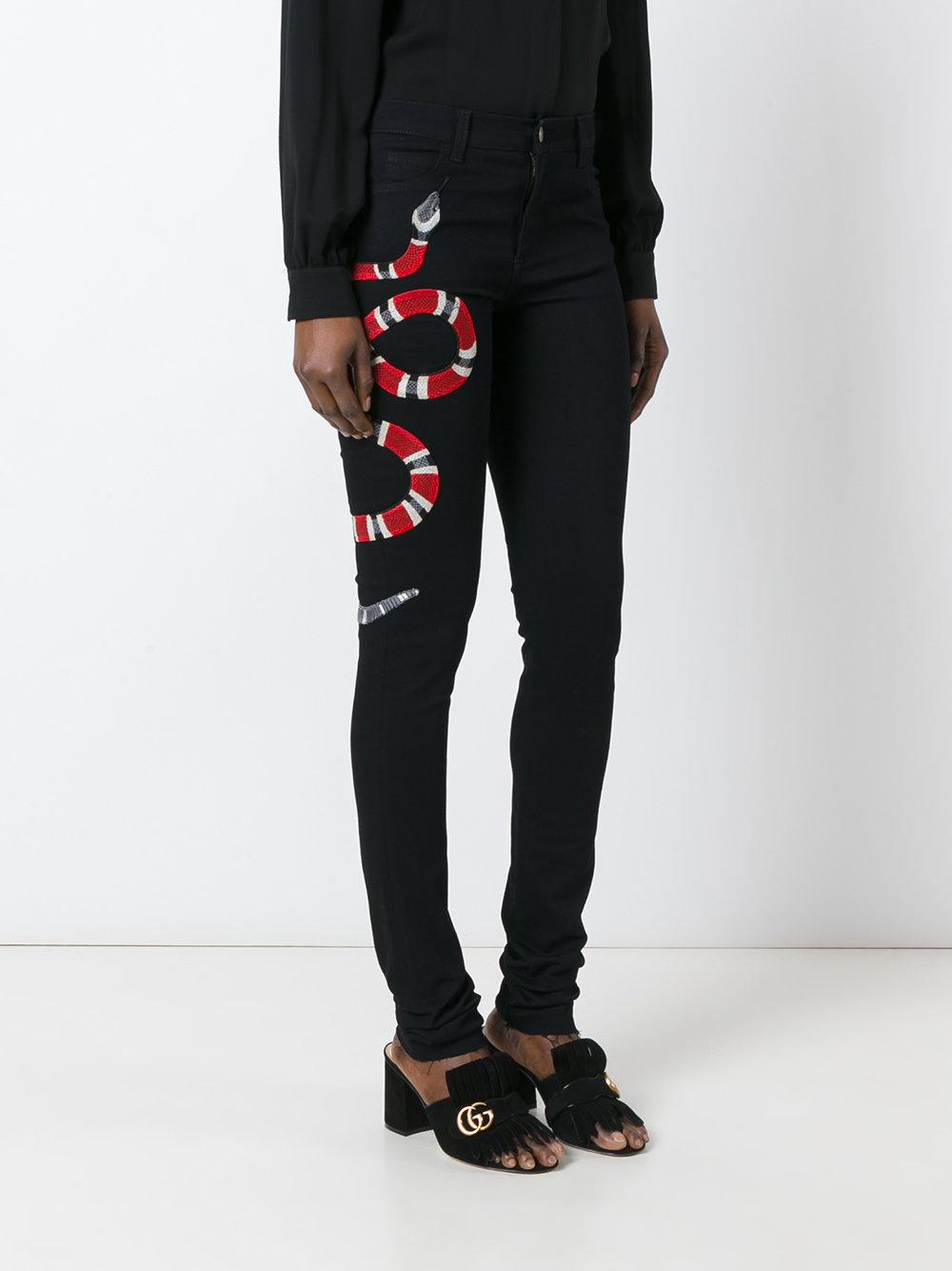 Gucci Denim Snake Embroidered Skinny 