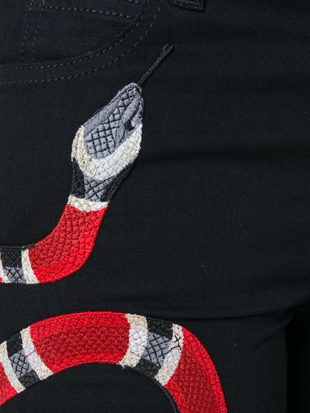 Barber Streng kasket Gucci Snake Embroidered Jeans in Black | Lyst
