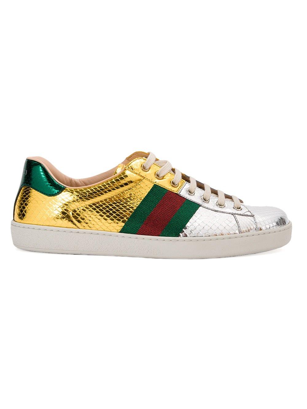 Gucci Leather New Ace Snakeskin Low-top Sneaker in Metallic for Men