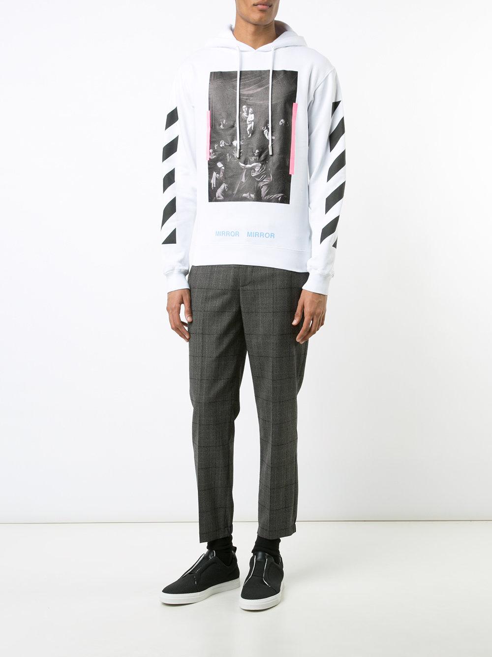 off white diag caravaggio hoodie blue