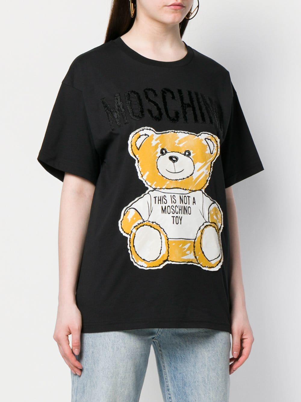 Moschino Teddy Bear Patch Black Cotton T Shirt Lyst
