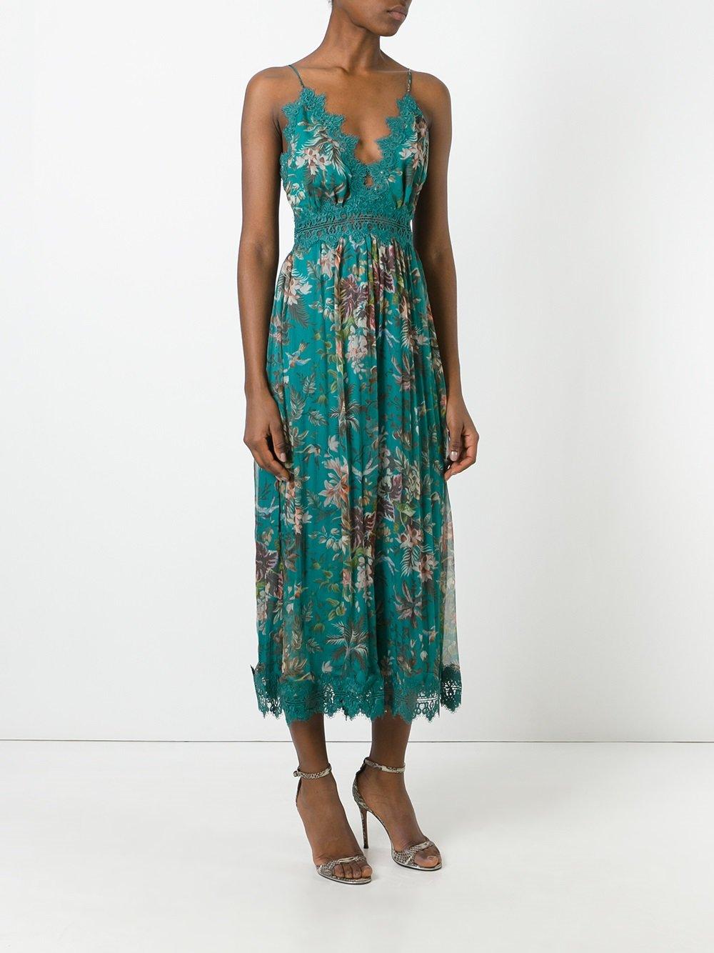 Zimmermann Silk Floral Print Flared Dress in Green - Lyst