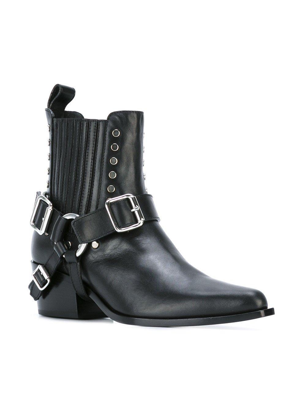 Lyst - Diesel Black Gold Buckled Ankle Boots in Black