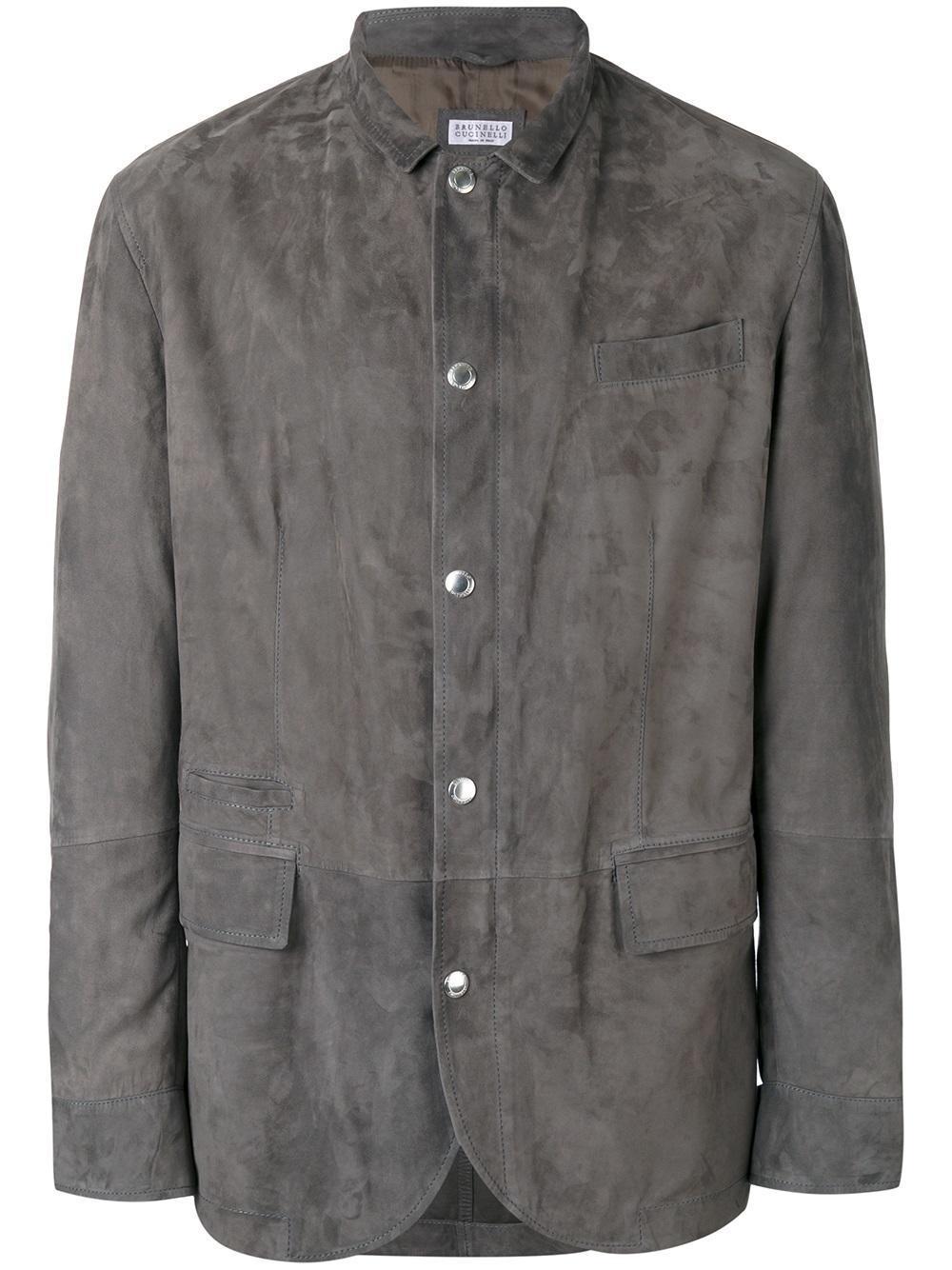 Lyst Brunello Cucinelli Suede Jacket in Gray for Men