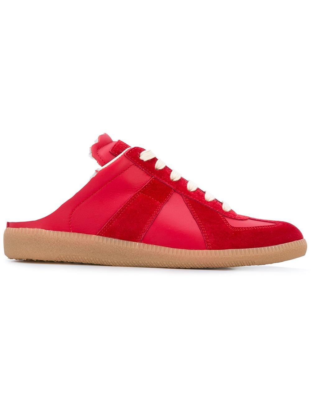 red backless shoes