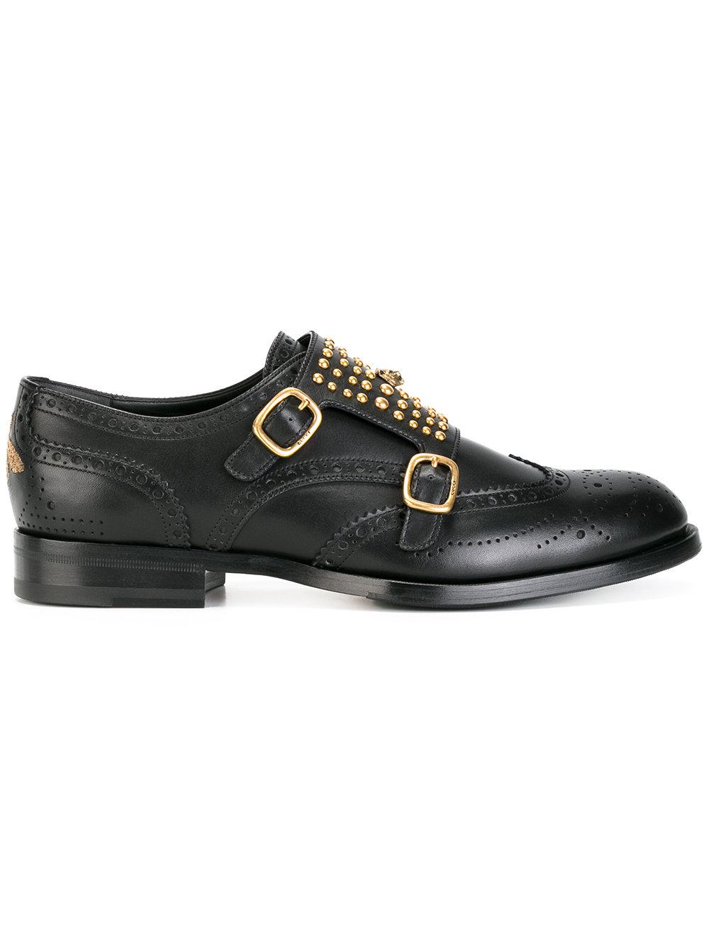 Gucci Studded Monk Strap Shoes in Black for Men Lyst