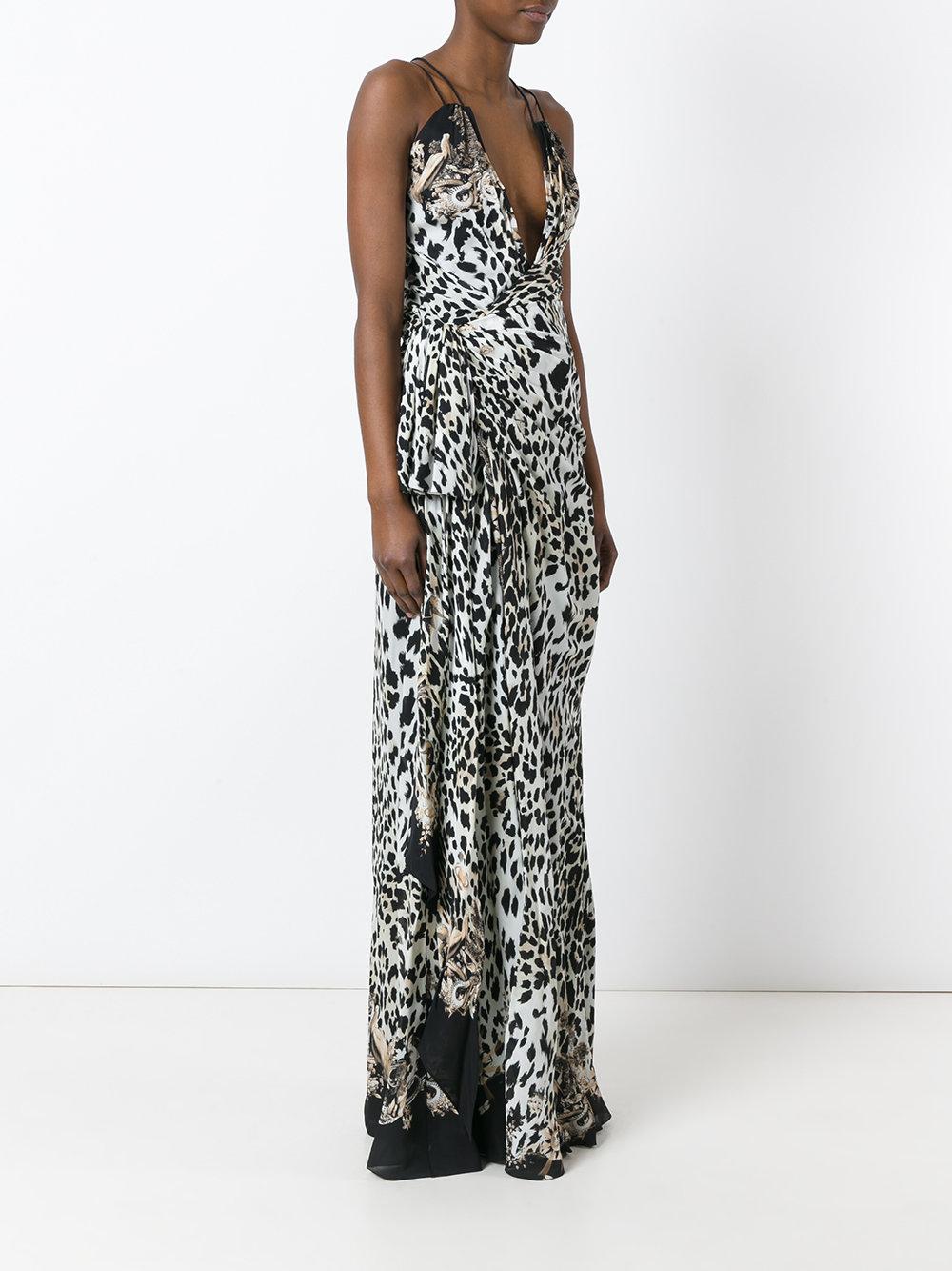 Roberto cavalli Leopard Print Long Dress in Brown | Lyst