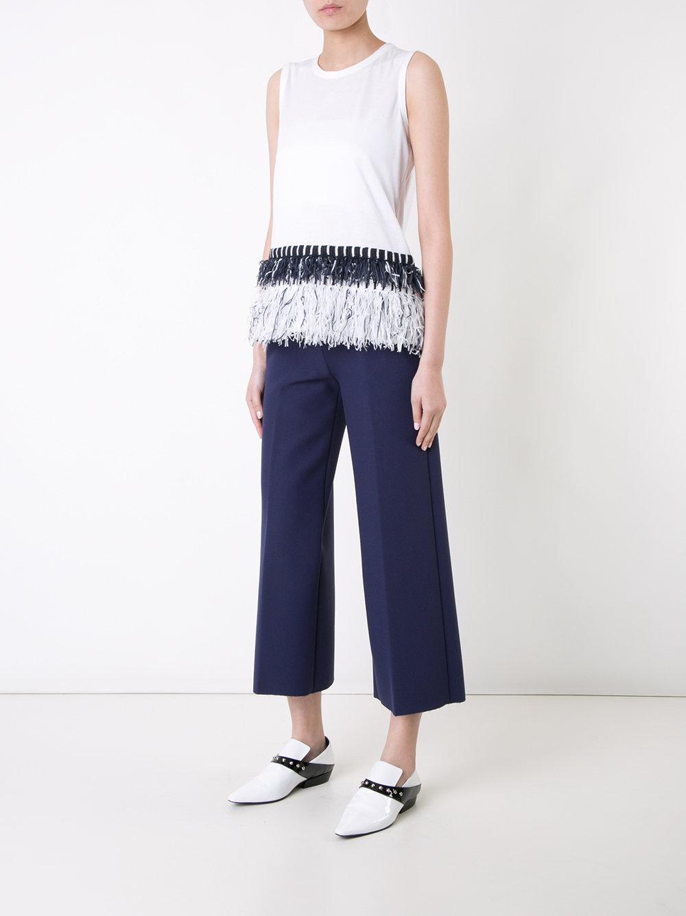 coohem fringed trim top in white lyst coohem fringed trim top in white lyst