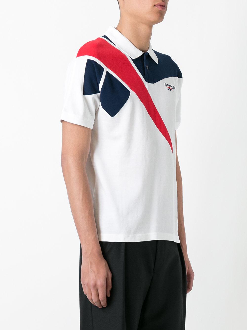 Reebok Cotton Tricolour Polo Shirt in White for Men - Lyst