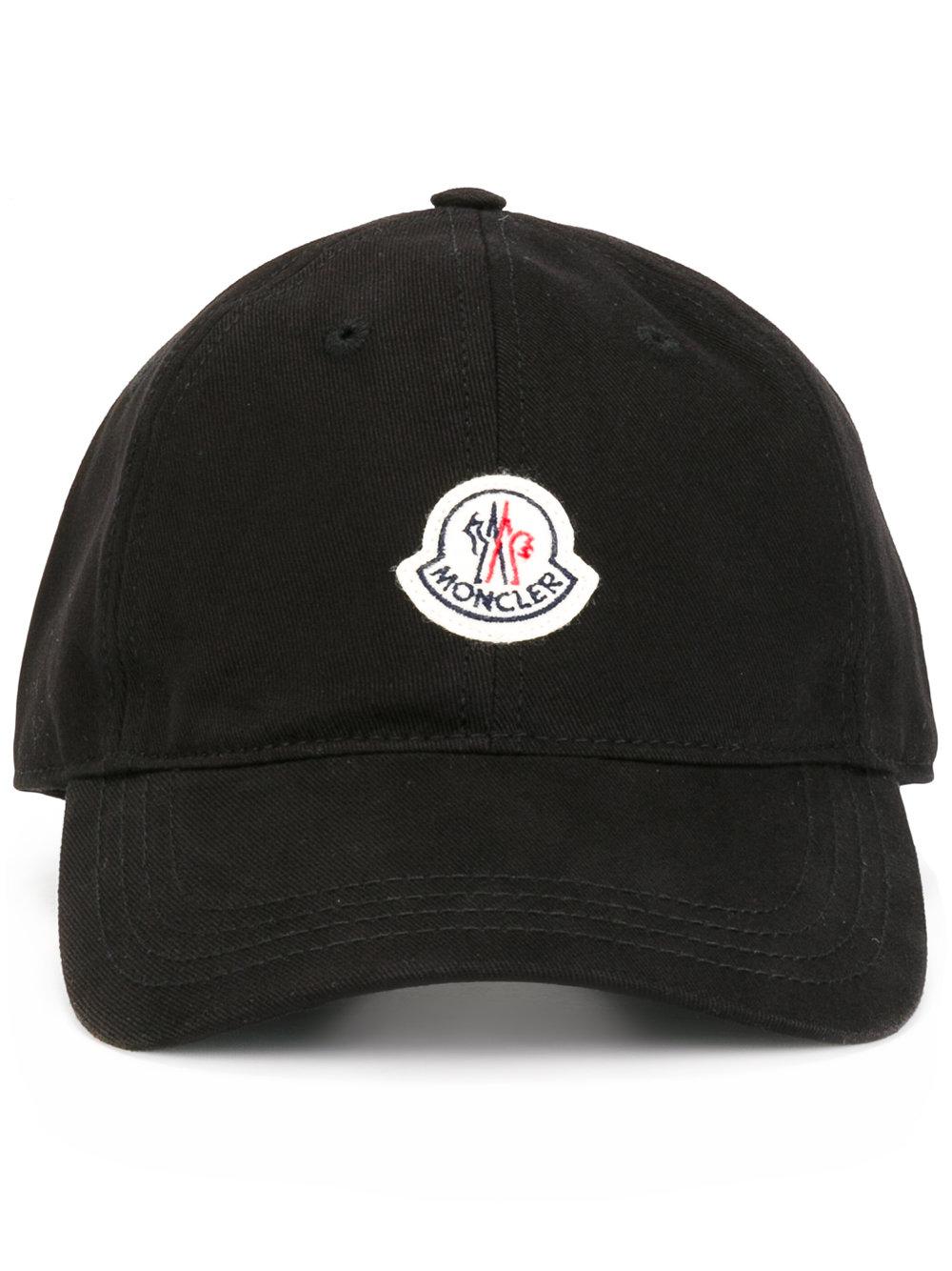 Moncler Cotton Logo Baseball Cap in Black for Men - Lyst