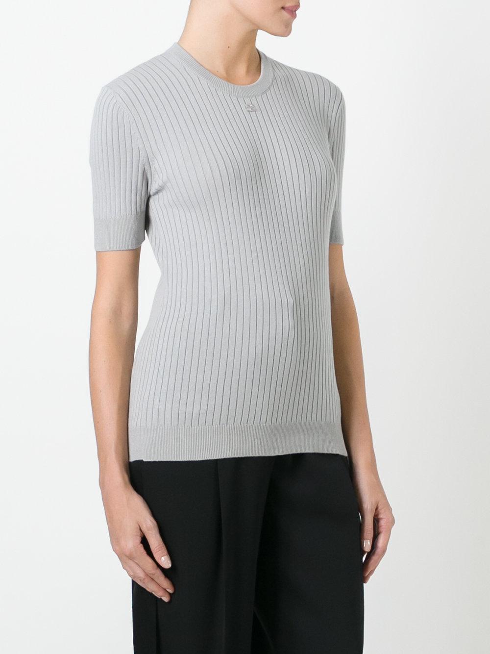 Lyst - Courreges Ribbed Knit T-shirt in Gray