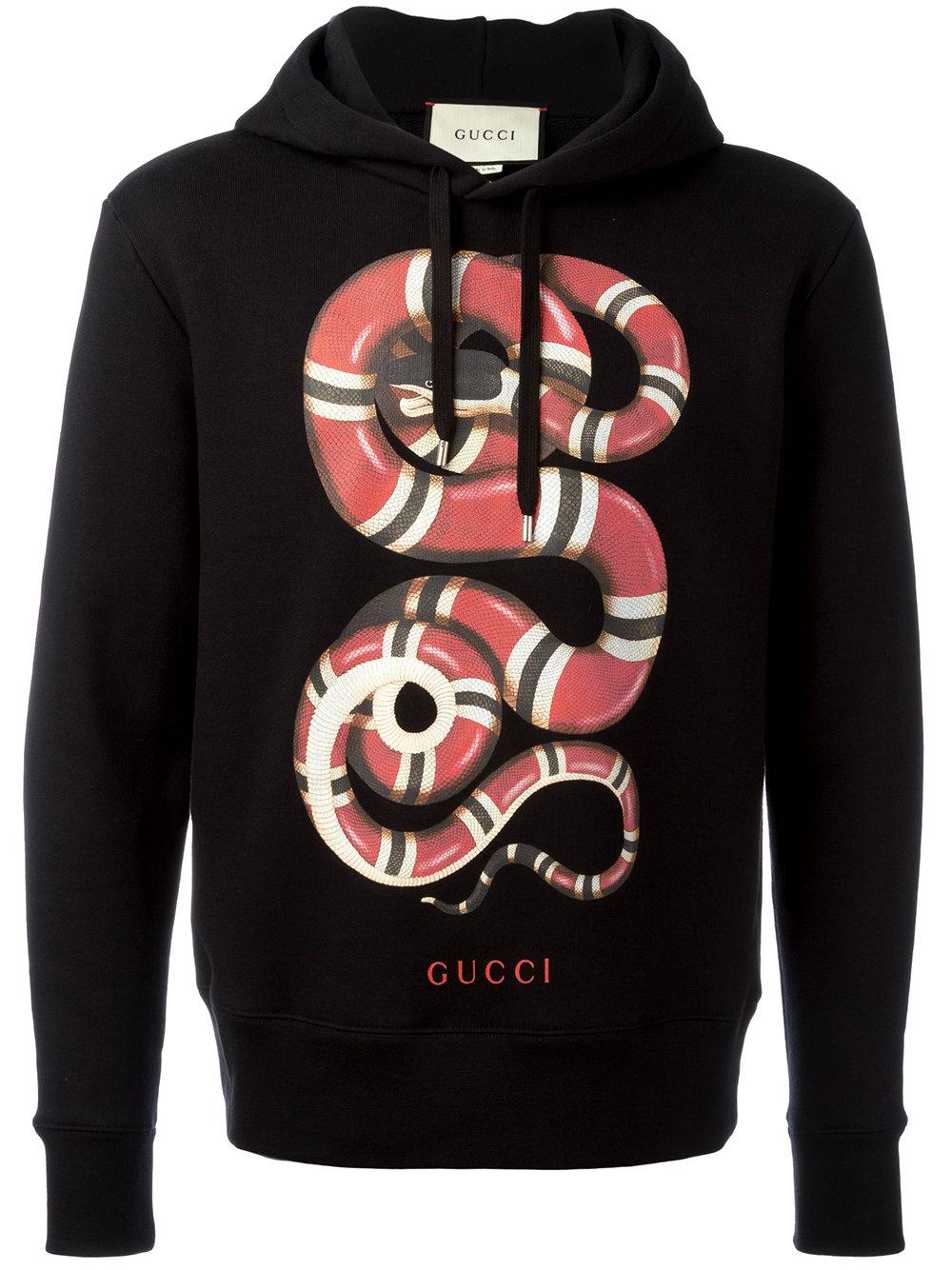 Gucci Cotton Kingsnake Print Hoodie in Black for Men - Lyst