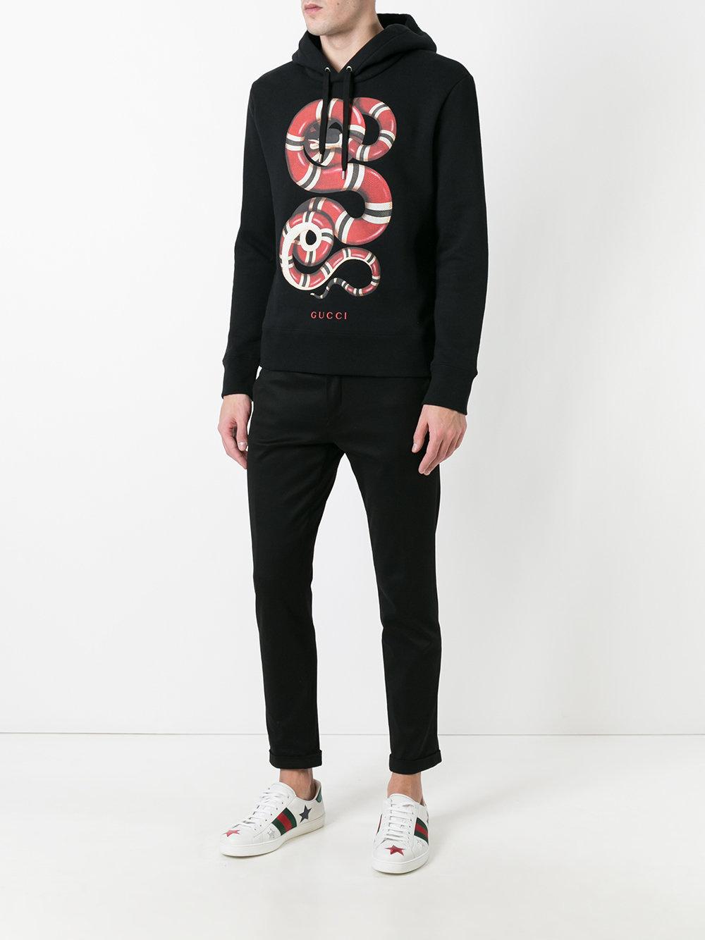 Gucci Kingsnake Print Hoodie in Black for Men | Lyst