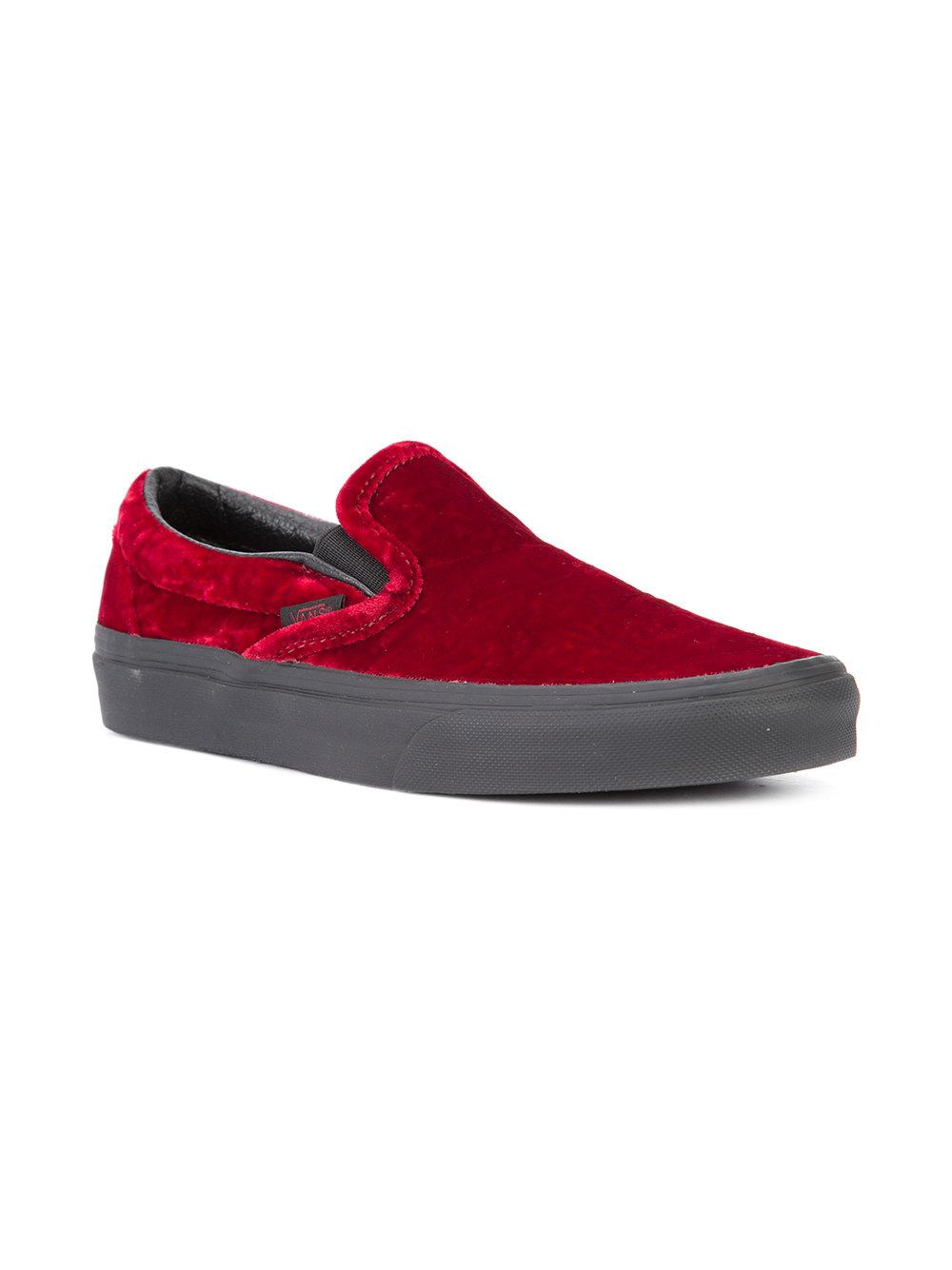 Vans Velvet Slip-on Sneakers in Red for Men - Lyst
