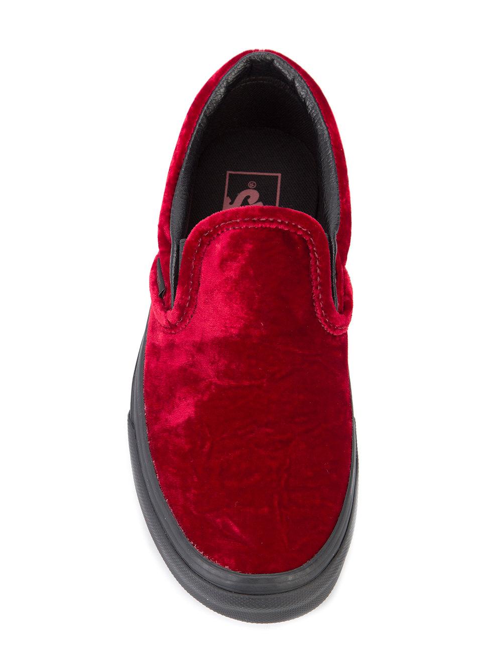 Vans Velvet Slip-on Sneakers in Red for Men - Lyst