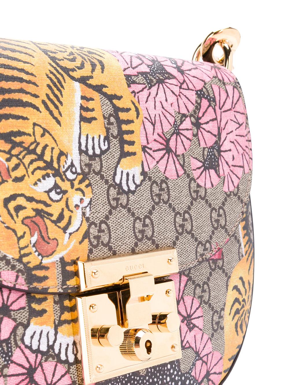 Gucci Cotton Bengal Tiger Print Padlock Shoulder Bag in Brown - Lyst