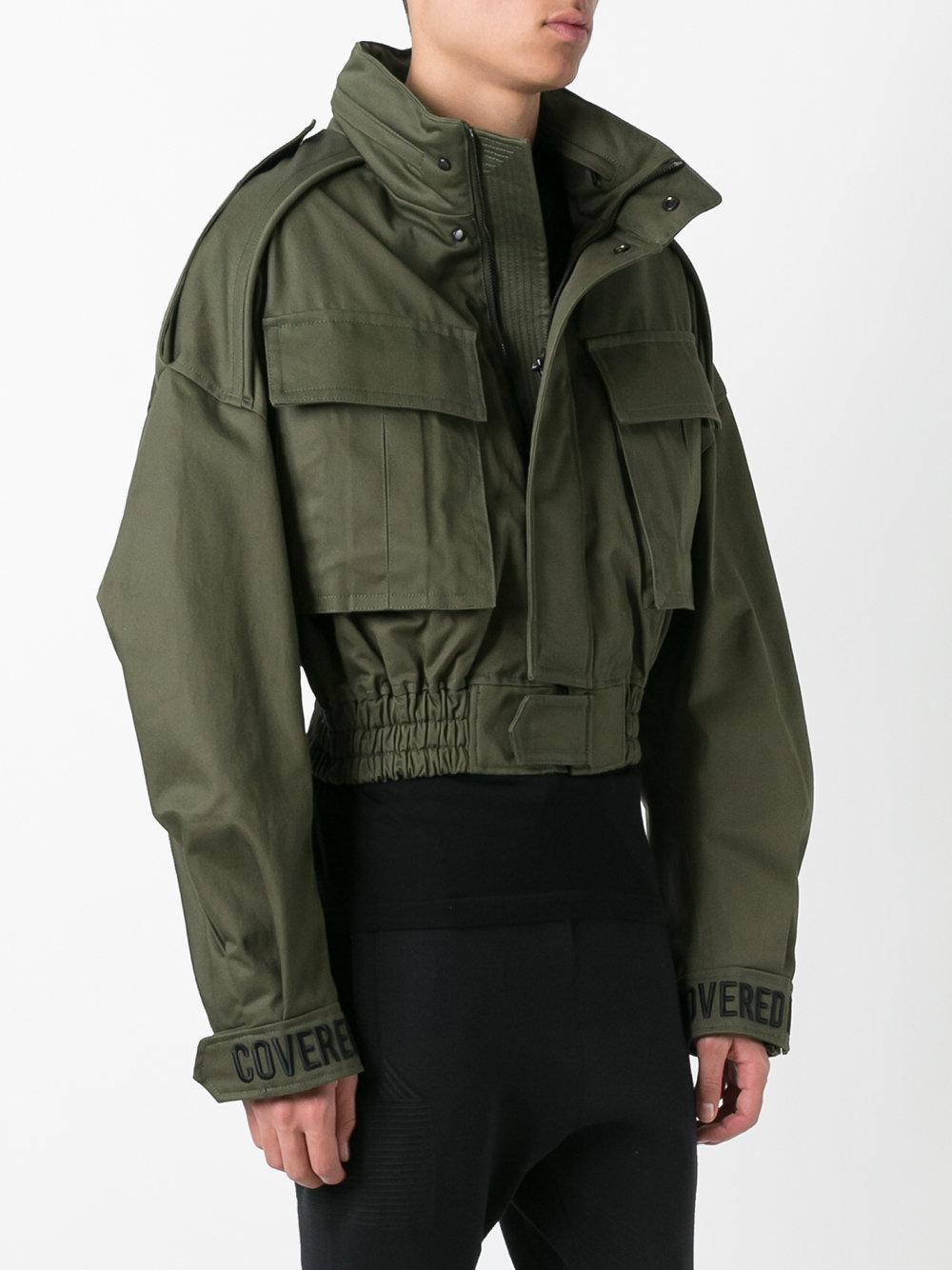 Juun.J Cotton Cropped Military Jacket in Green for Men Lyst