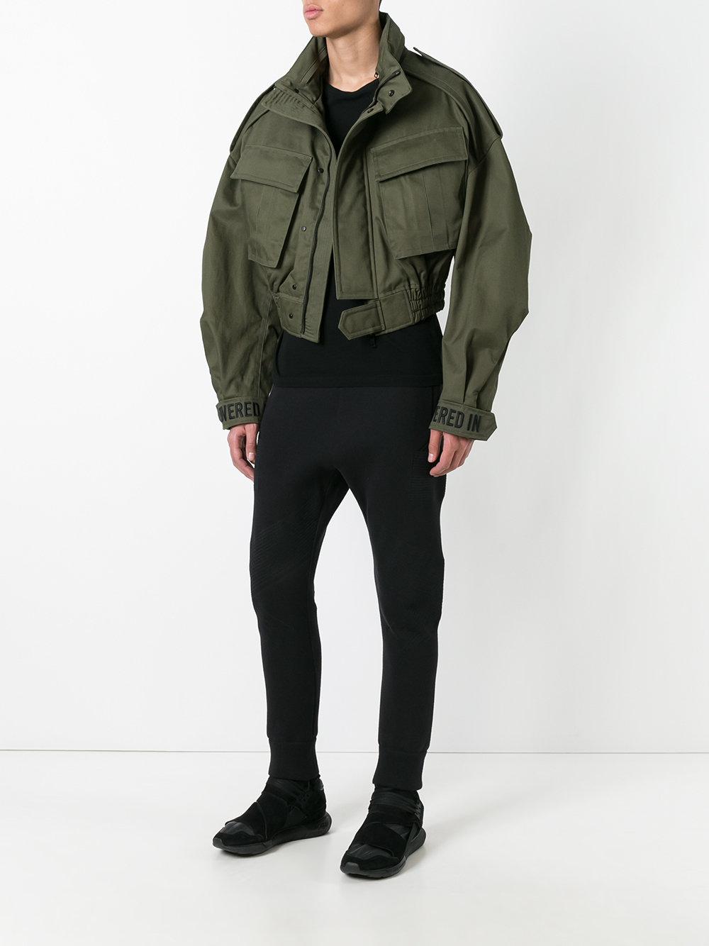 Juun.J Cotton Cropped Military Jacket in Green for Men - Lyst