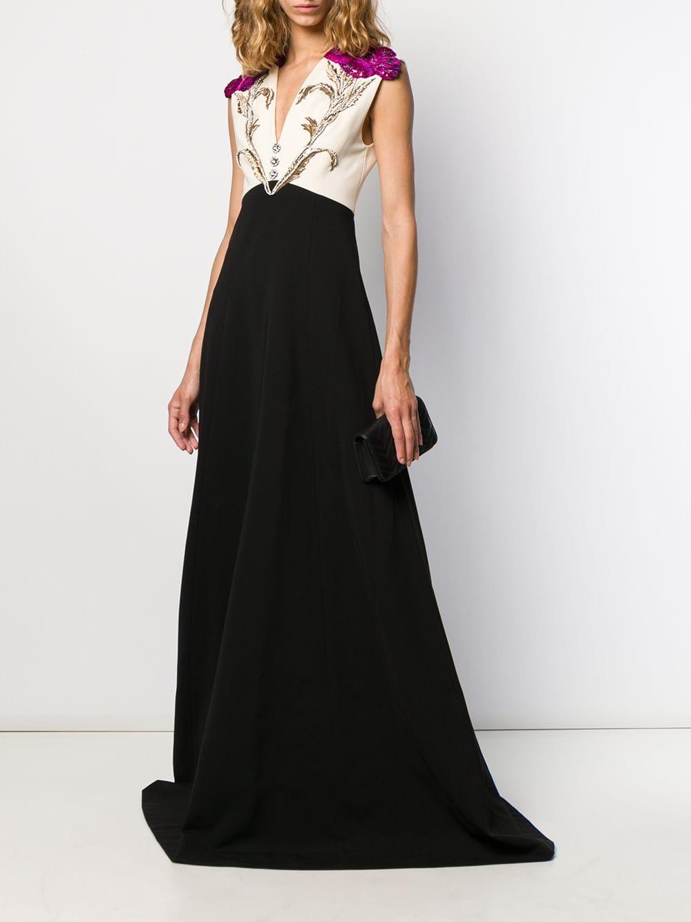 Gucci Floral Appliqué Dress in Black Lyst