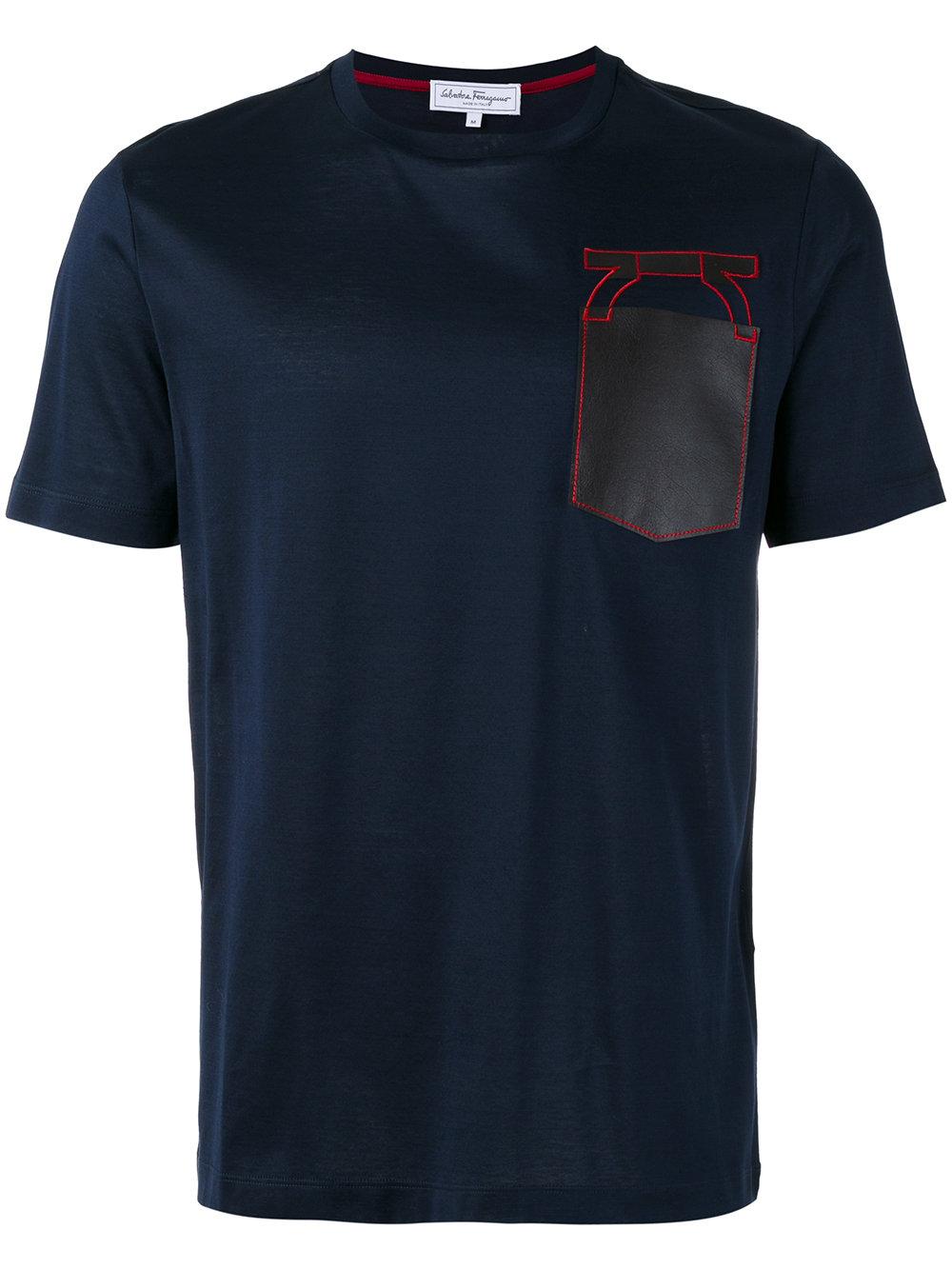 Ferragamo Cotton Contrast Pocket T-shirt in Blue for Men - Lyst