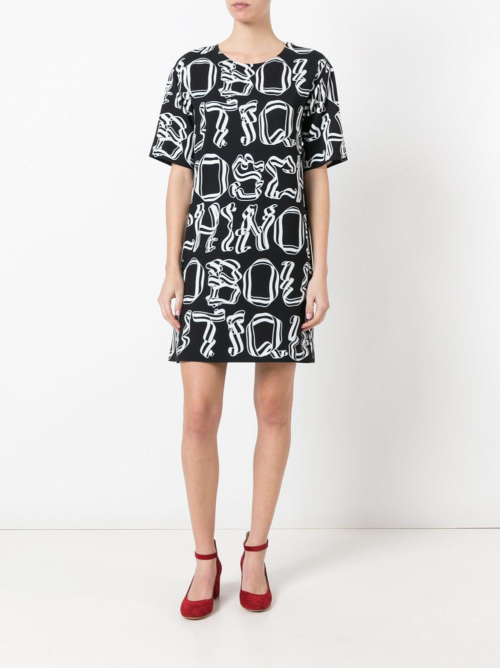 Boutique moschino Letter Print Dress in Black | Lyst