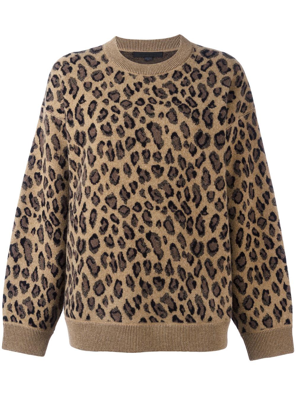 Alexander Wang Wool Leopard Print Sweater in Brown - Lyst