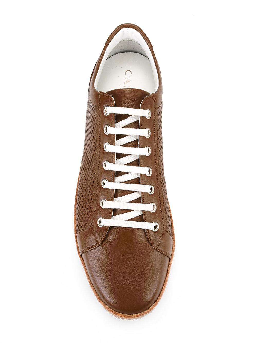 Canali Leather Perforated Sneakers in Brown for Men - Lyst