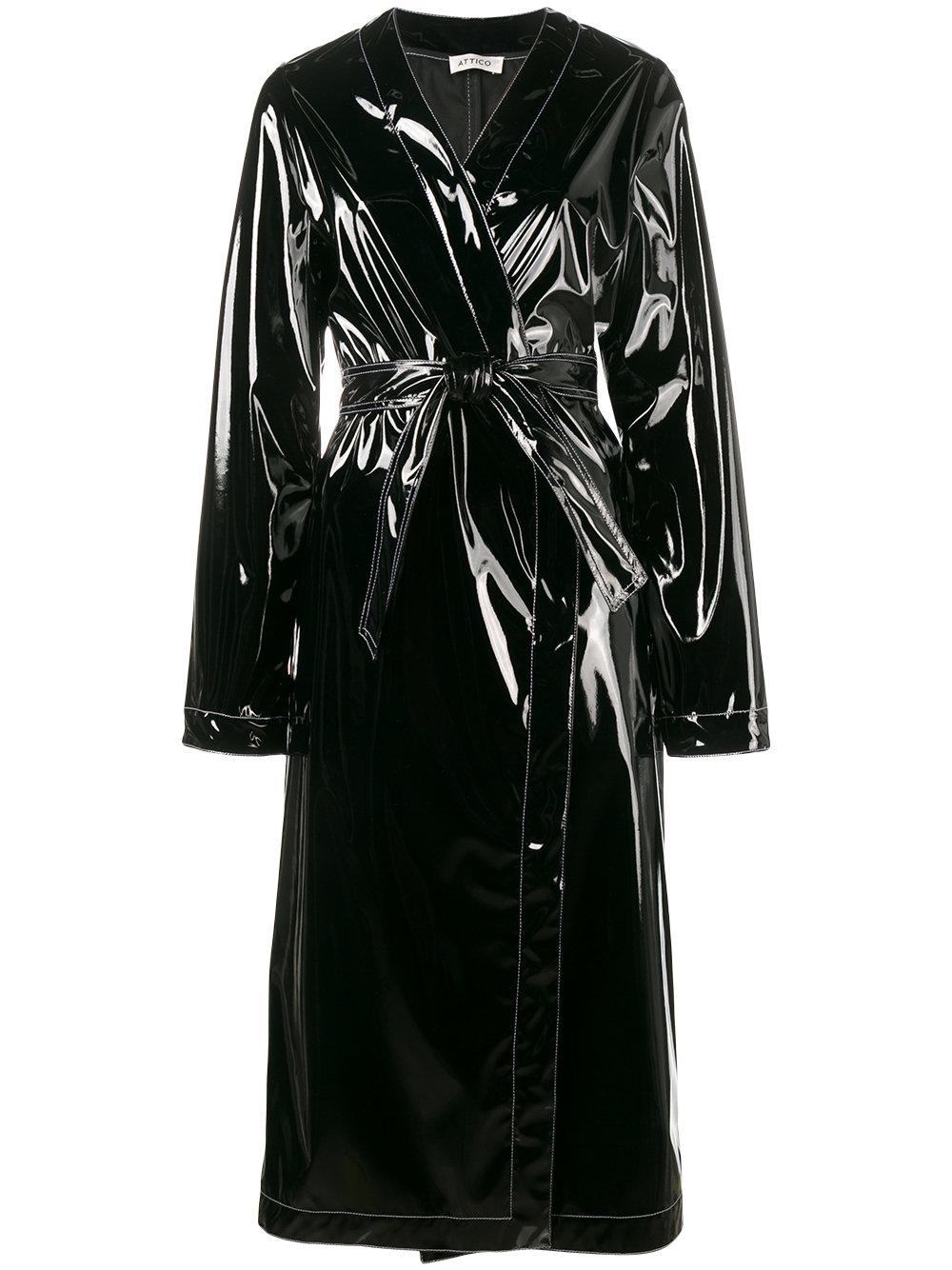 The Attico Synthetic Patent Leather Robe Coat in Black - Lyst