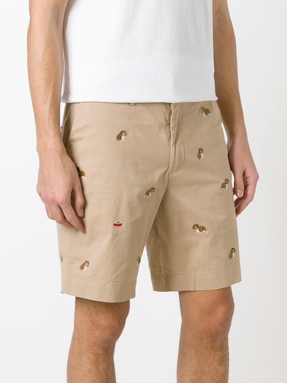 Polo Ralph Lauren Bulldog Embroidery Chino Shorts in Natural for Men | Lyst