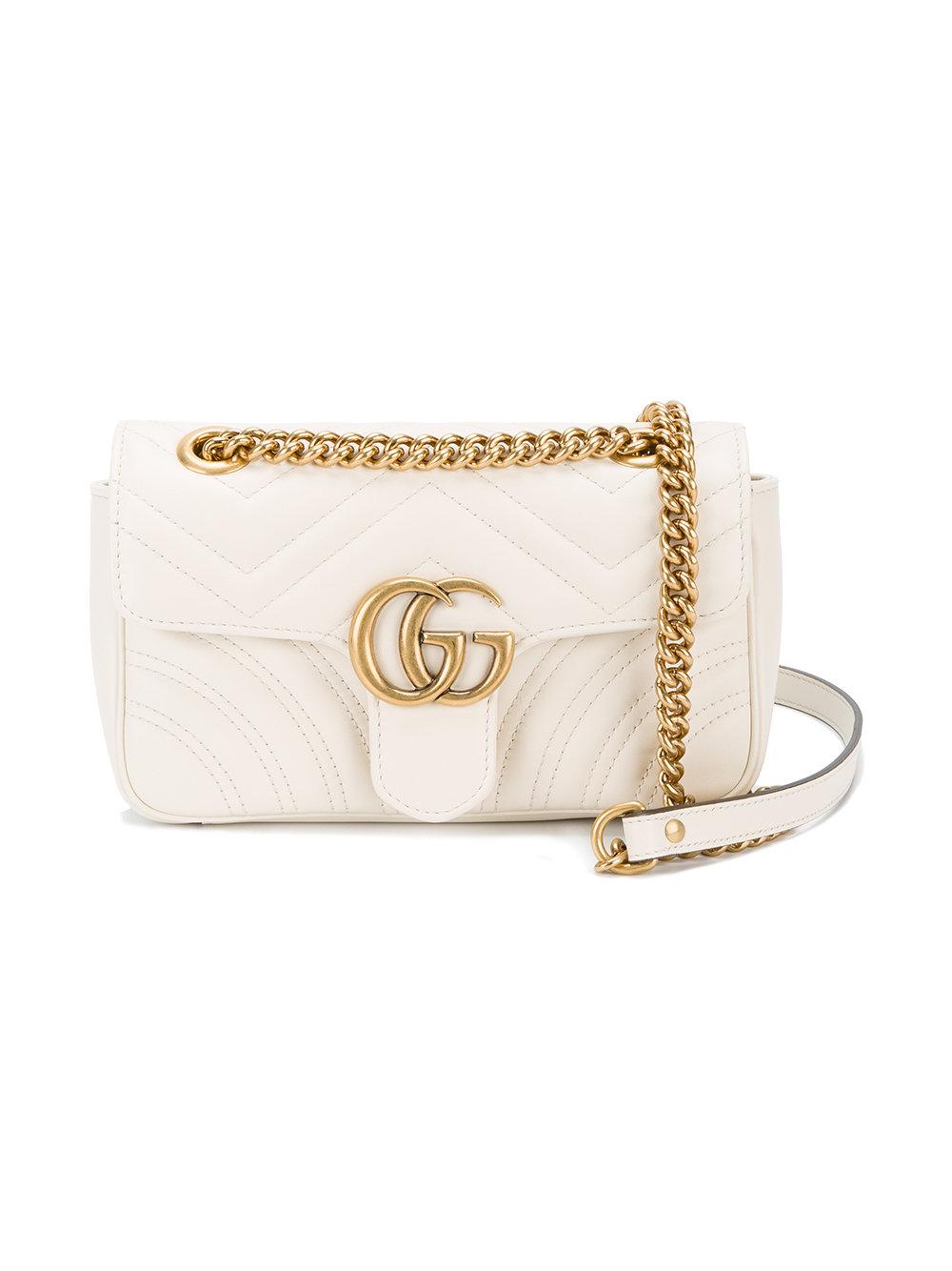 Gucci Mini Marmont Logo Bag in White | Lyst