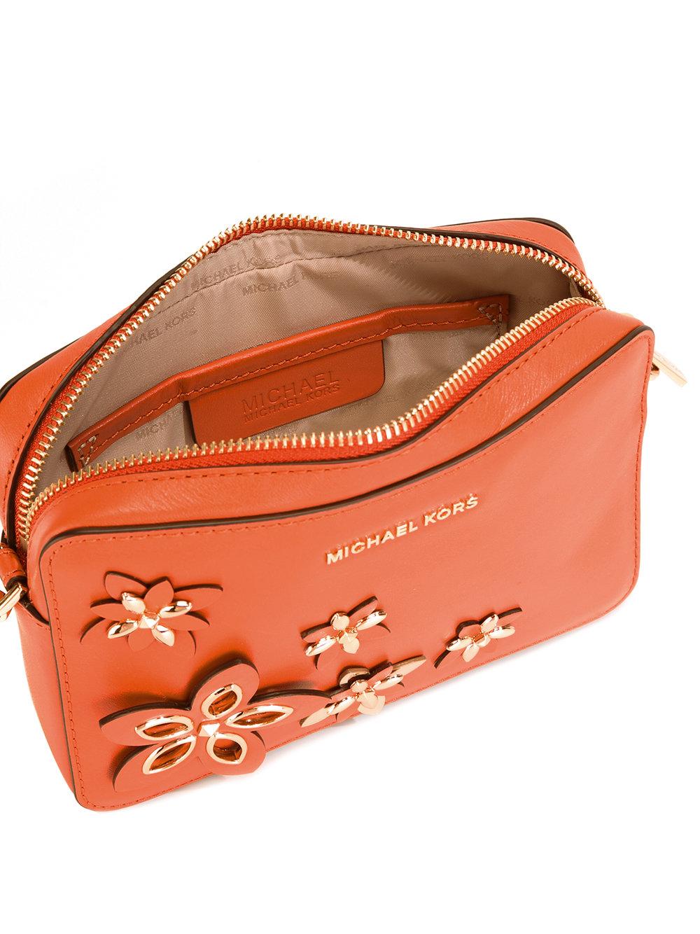 MICHAEL Michael Kors Leather Floral Crossbody Bag in Yellow/Orange (Orange) - Lyst
