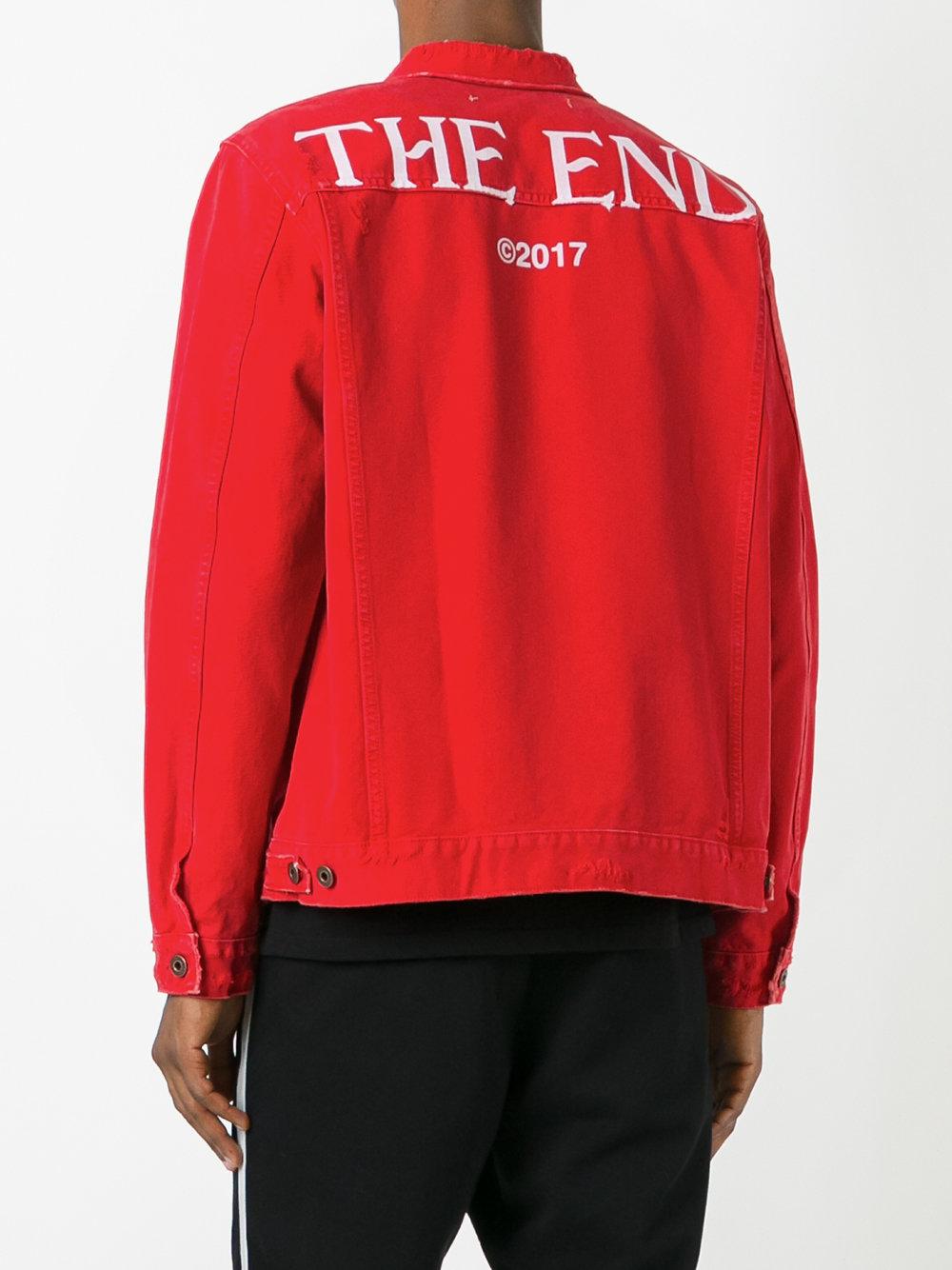 Off-White c/o Virgil Abloh The End Denim Jacket in Red for Men | Lyst