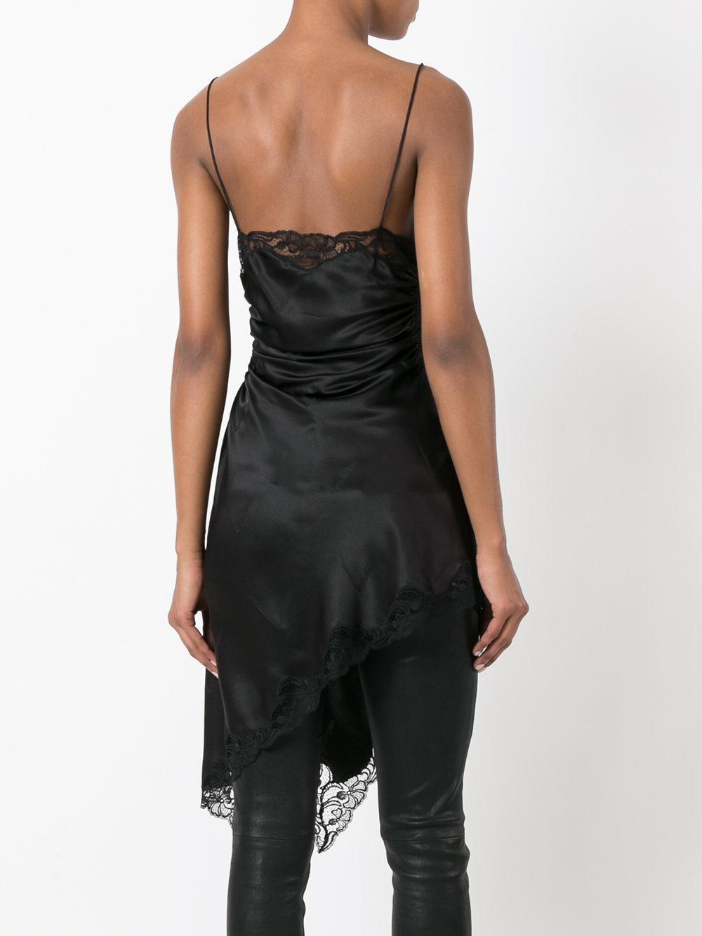 Alexander Wang Lace Trim Slip Dress in Black | Lyst