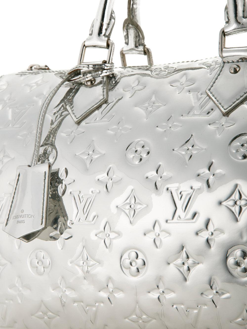 Speedy handbag Louis Vuitton Silver in Synthetic - 30701830