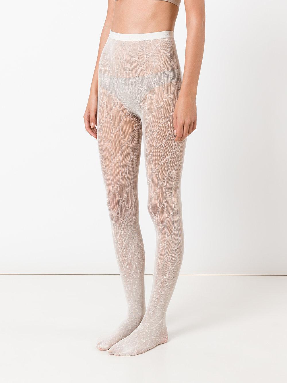 vezel Sportschool Grillig Gucci Gg Logo Tights in White | Lyst