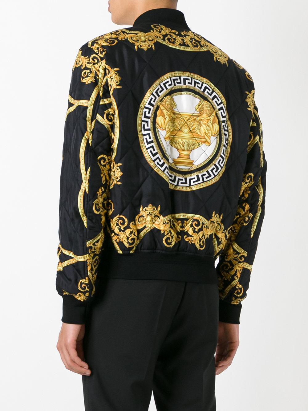 Versace Cotton Lenticular Foulard Bomber Jacket in Black for Men - Lyst