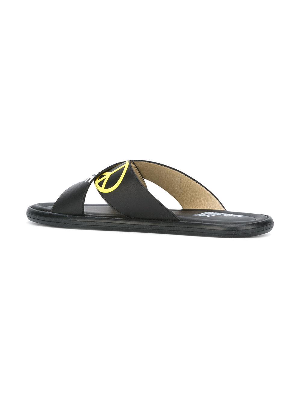 Love Moschino Leather Criss Cross Sandals in Black for Men | Lyst