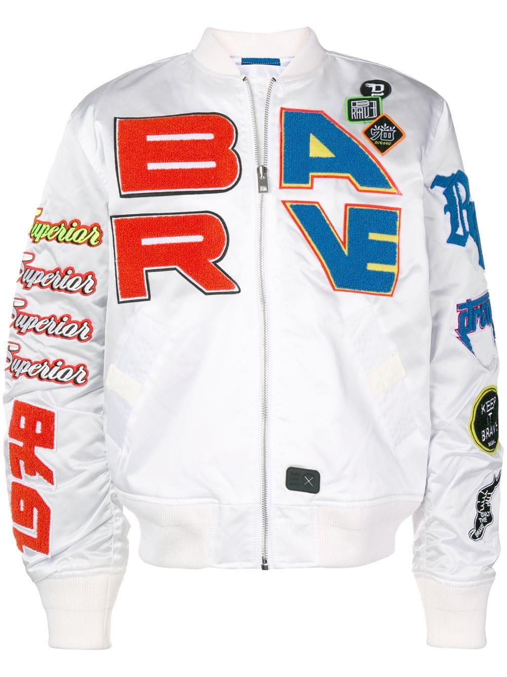 DIESEL Patch Bomber Jacket in White for 