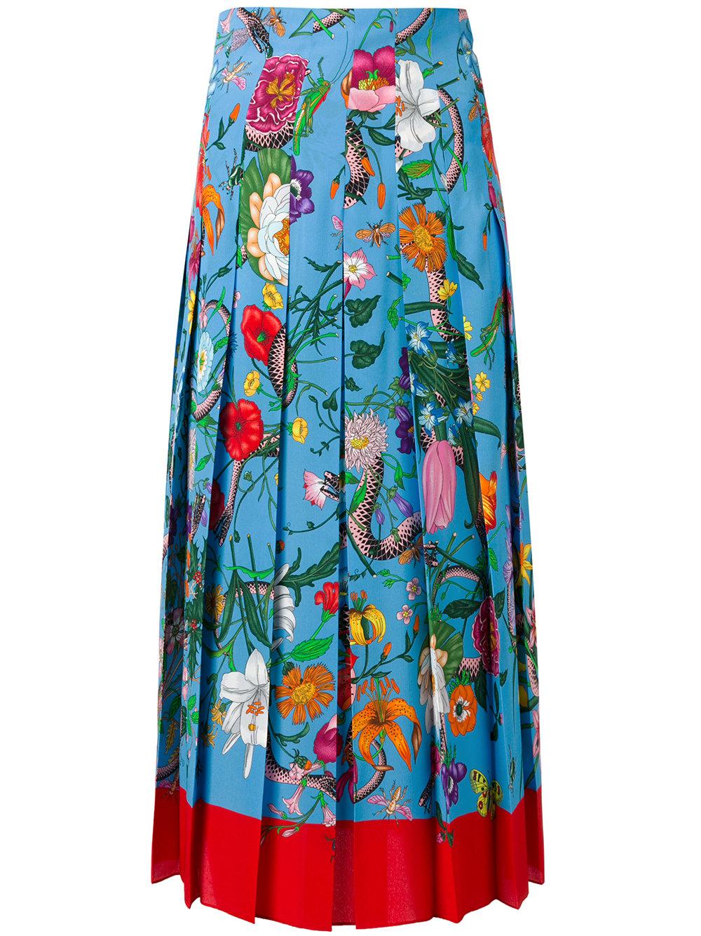 Gucci Floral Print Skirt in Blue | Lyst