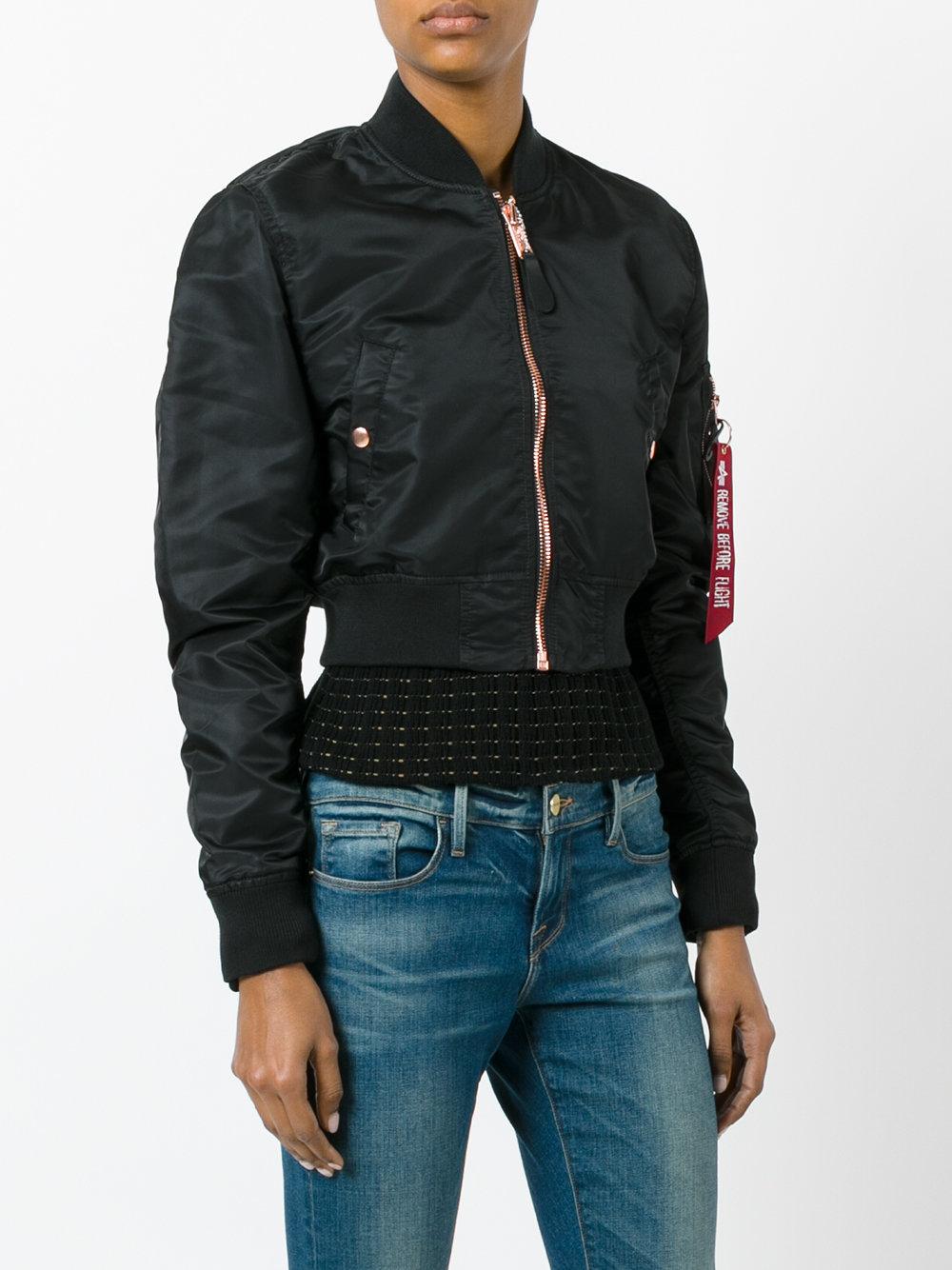 Lyst Alpha Industries Cropped Bomber Jacket in Black