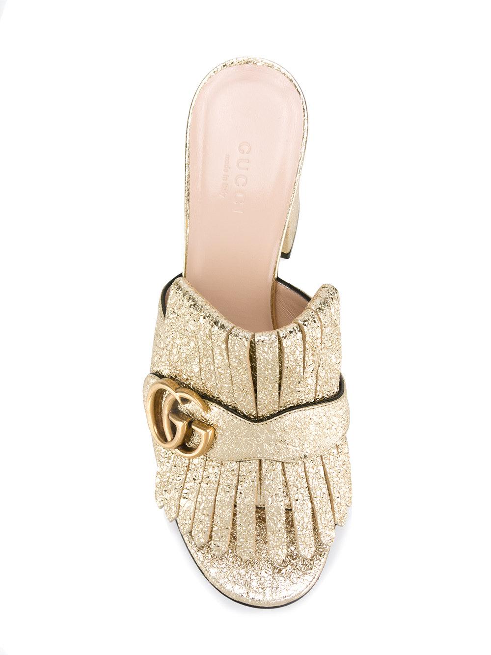 gucci fringe mules