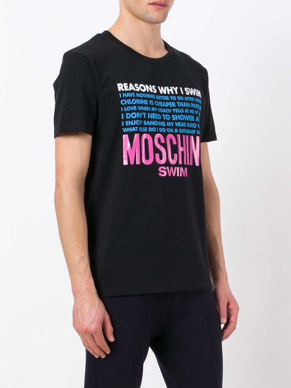 MOSCHINO Swim Mens #1 Black Polo Shirt X-Large 