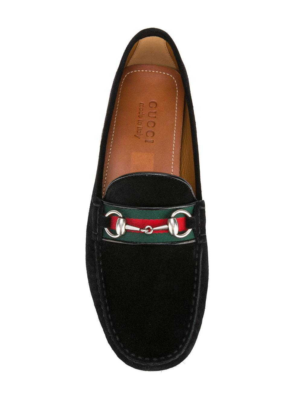 gucci suede driver with web